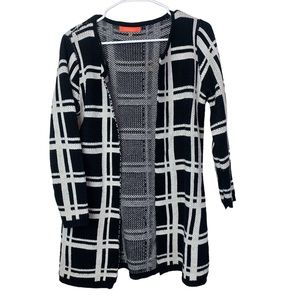 Lulumari Black and White Stripe Plaid Open Cardigan Size M Women